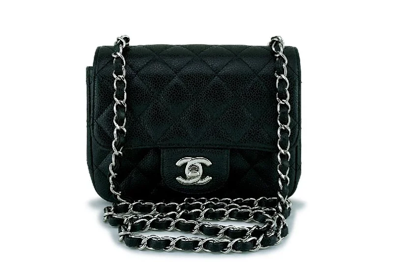 Chanel Black Caviar Square Mini Classic Flap Bag SHW