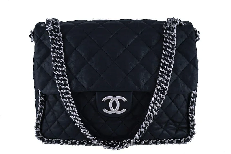 Chanel Black Chain Around Maxi Luxe Flap Bag