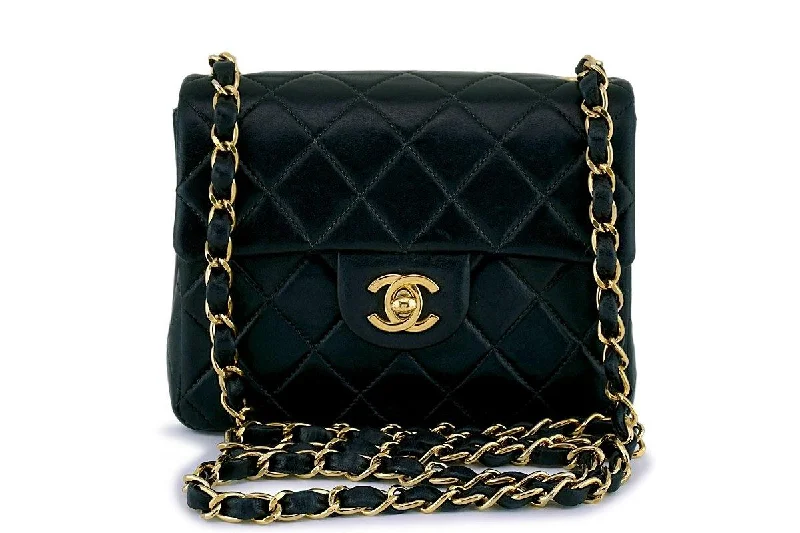 Chanel Black Classic Quilted Square Mini Flap Bag 24k GHW