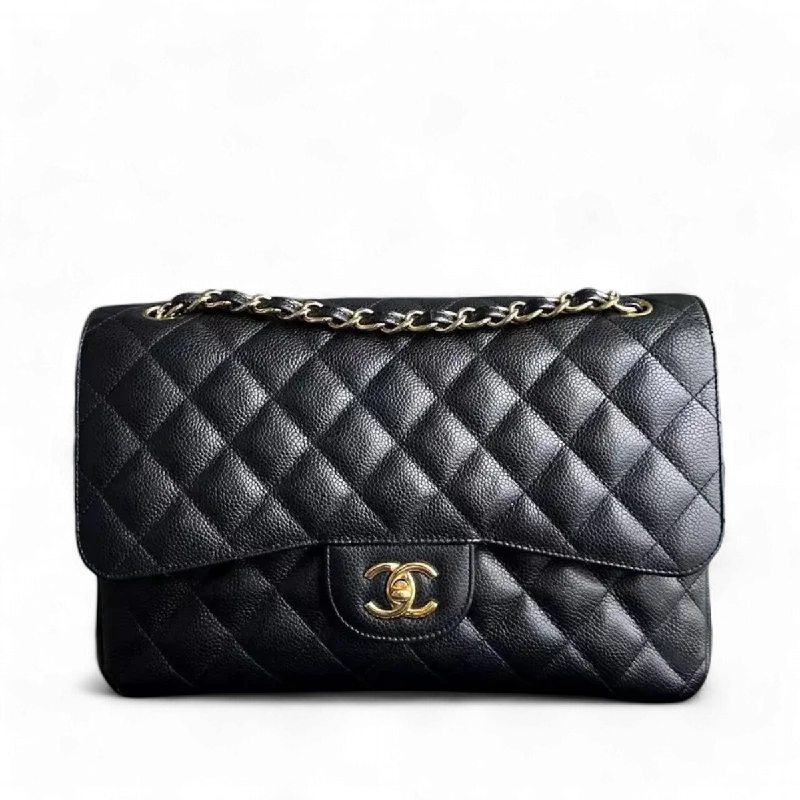 Chanel Caviar Jumbo Double Flap Classic Flap Quilted Calfskin Black GHW