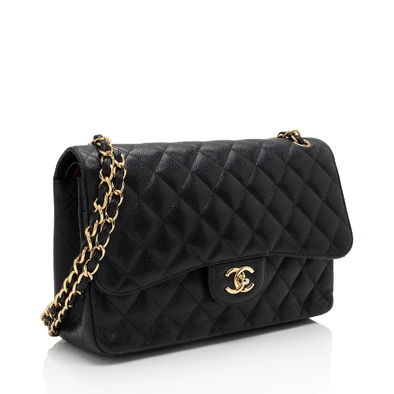 Chanel Caviar Leather Classic Jumbo Double Flap Bag (xAxzXd)