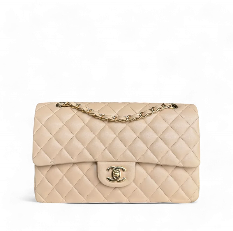 Chanel Classic Flap Medium - 25CM Quilted Lambskin Beige Gold Hardware Series 23