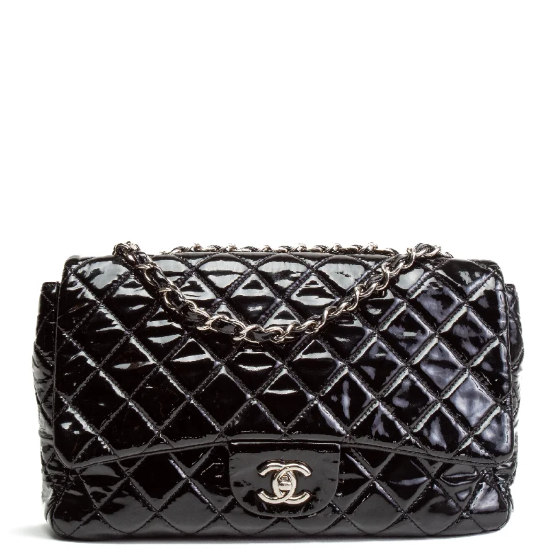 CHANEL Jumbo Single Flap - Black Patent Leather - OUTLET FINAL SALE