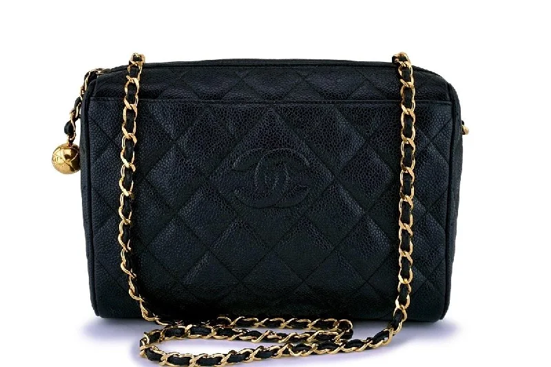 Chanel Vintage Black Caviar Classic Camera Case Bag