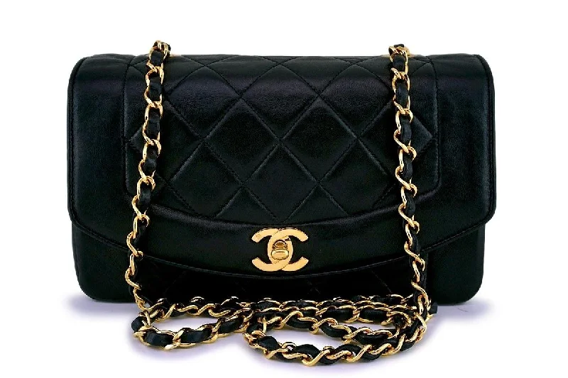 Chanel Vintage Black Small Classic Diana Flap Bag 24k GHW