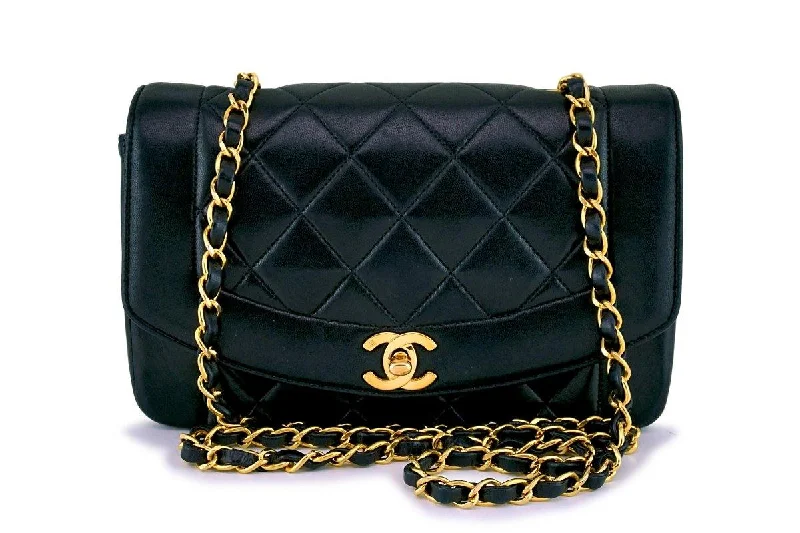 Chanel Vintage Black Small Diana Flap Bag 24k GHW