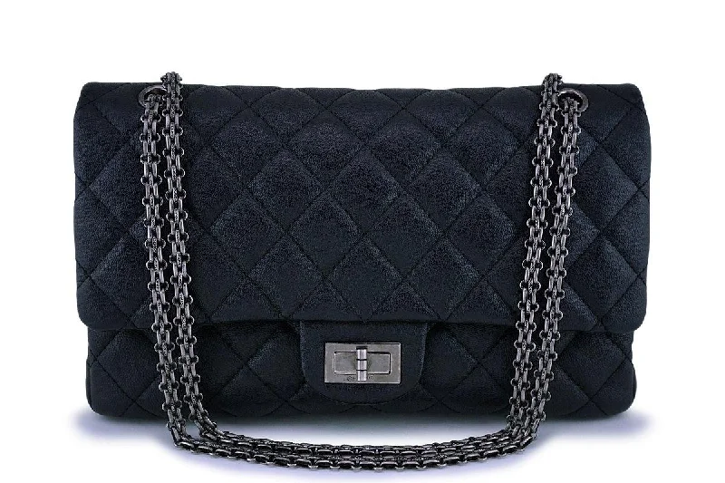 Rare Chanel Black 227 Chevre Goatskin Large Classic Reissue 2.55 Flap Bag