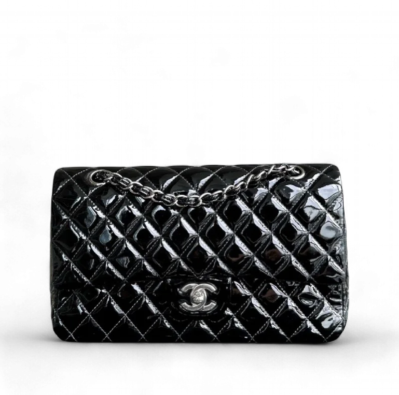 *Recolor* Medium Quilted Patent Leather Black Silver Hardware Series 17