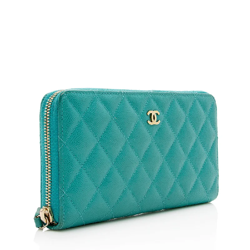 Chanel Caviar Leather CC Zip Around Wallet (16722)