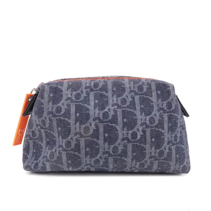 Christian Dior Flight Line Trotter Denim Cosmetic Pouch Navy