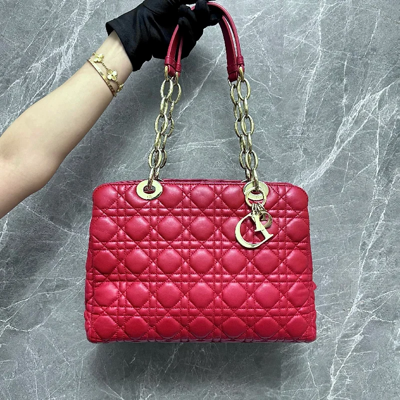 Lady Medium Tote Lambskin Red GHW